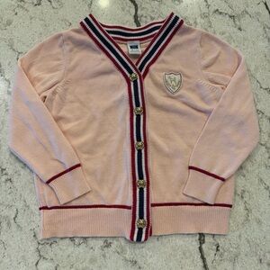 Janie and Jack Pink Cardigan with Crest Patch 18-24 mo preppy
